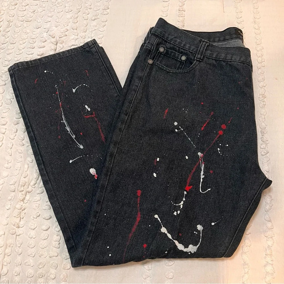 Young,‎ Rich & Famous Black Paint Splattered Denim Jeans. Size 42. - Picture 4 of 13